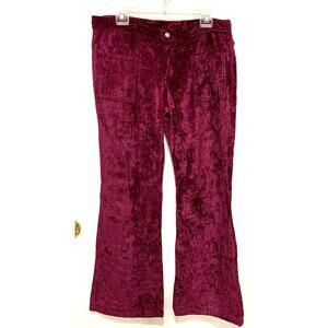Vintage 1970's Wrangler Velvet Bell Bottoms Cranberry Jeans Size Junior 15/16